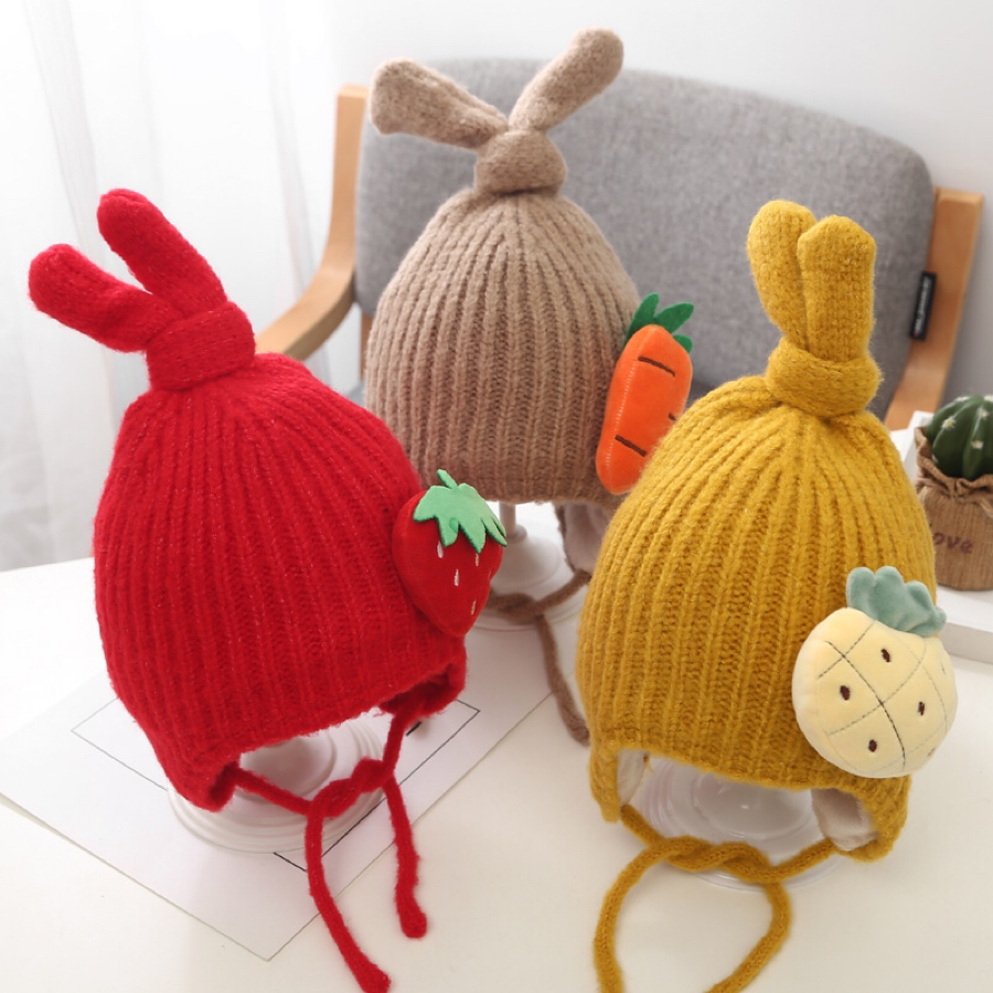 义乌好货 热销水果针织线帽男童女童2-5岁6岁
