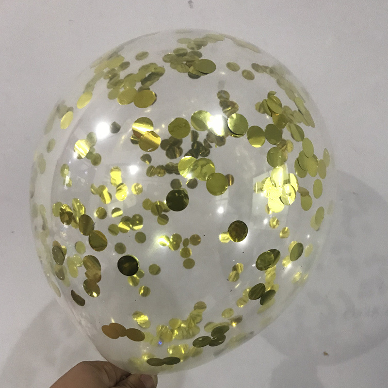 12寸2.8克透明纸屑气球/彩色铝箔亮片气球/装饰景饰气球细节图