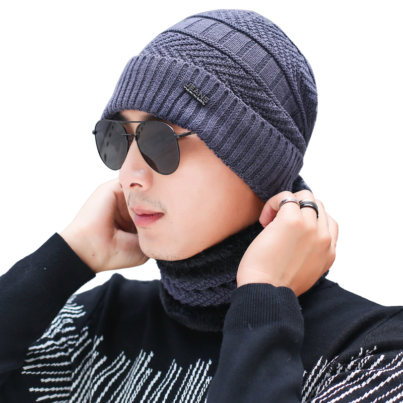 男士帽子韩国新款保暖休闲纯色针织帽子白底实物图