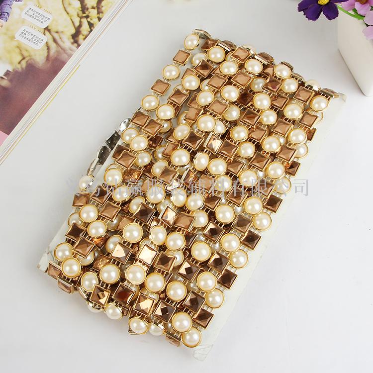 2019新品 单条珍珠香槟玻璃 线钻 排钻 饰品配件服装辅料