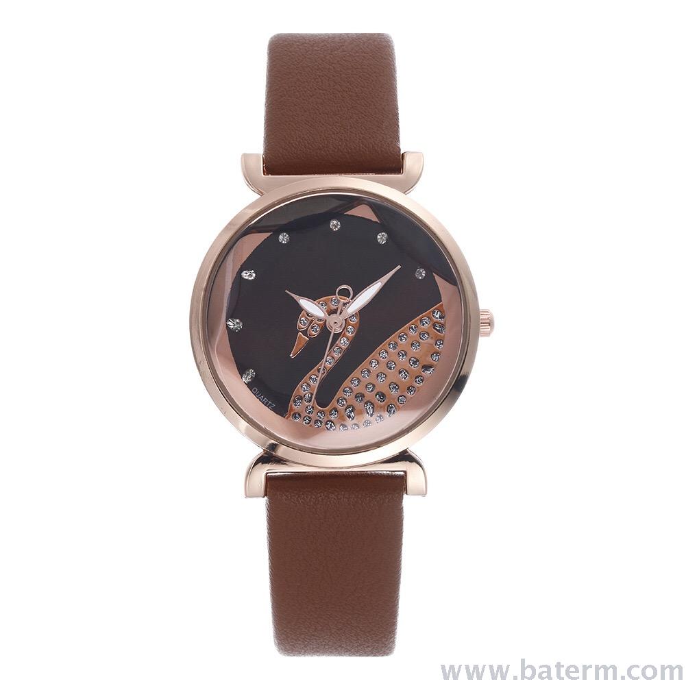 Fashionable and popular small diamond-encrusted swan strap ladies' watches, student quartz watches Specification image