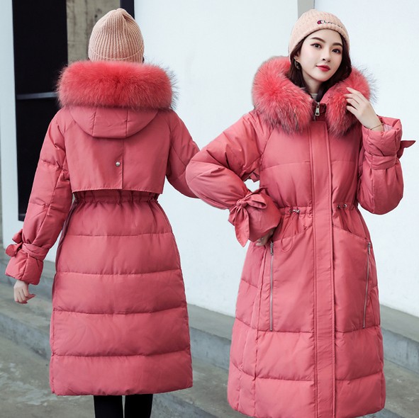 白鸭绒羽绒服女韩版长款大毛领宽松过膝胖mm外套网红细节图