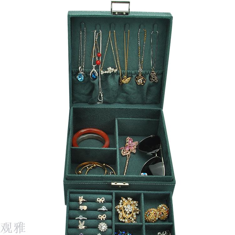 Wholesale of new double-layer jewelry boxes, wholesale of accessory boxes, Guanya new velvet jewelry box double-layer details Picture
