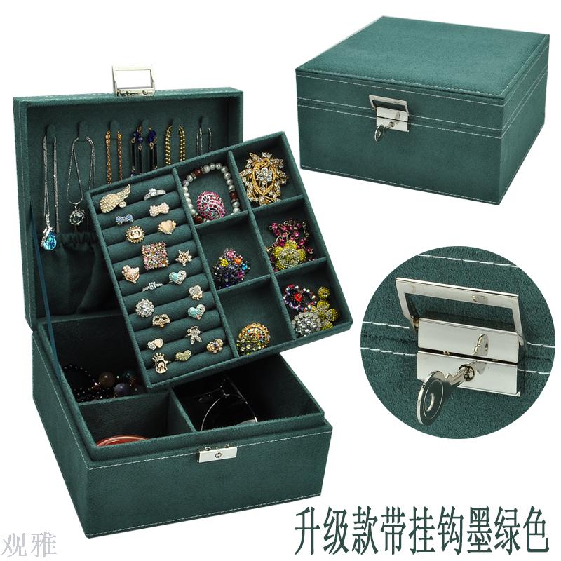 Wholesale of new double-layer jewelry boxes, wholesale of accessory boxes, Guanya new velvet jewelry box double-layer