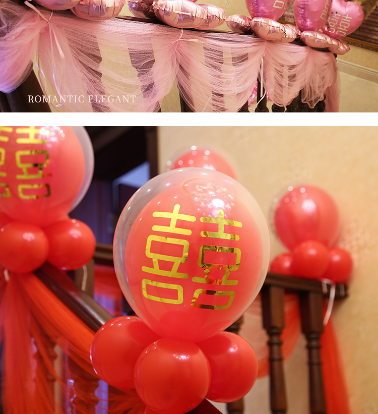 "Xiu Bai Nian" New wedding decoration bubble balls, aluminum film balloons, gold and silver self-adhesive wedding character stickers details Picture