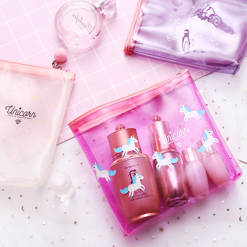 1198透明化妆包便携小清新卡通洗漱包可爱透明旅行收纳袋化妆袋