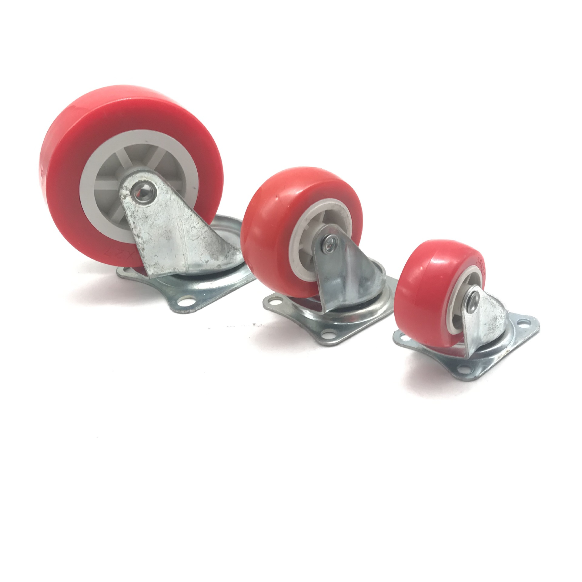 2 "white inner bonus wheel flat bottom mobile universal belt brake without brake casters