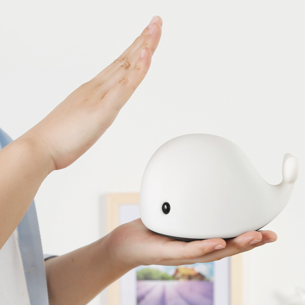 Creative dolphin animal silicone night light USB charging Little whale seven-color LED bedside patting ambient light