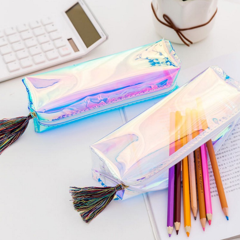 Creative large capacity Cool Laser Transparent Bright piece pen Case Colorful stationery case pencil case thumbnail