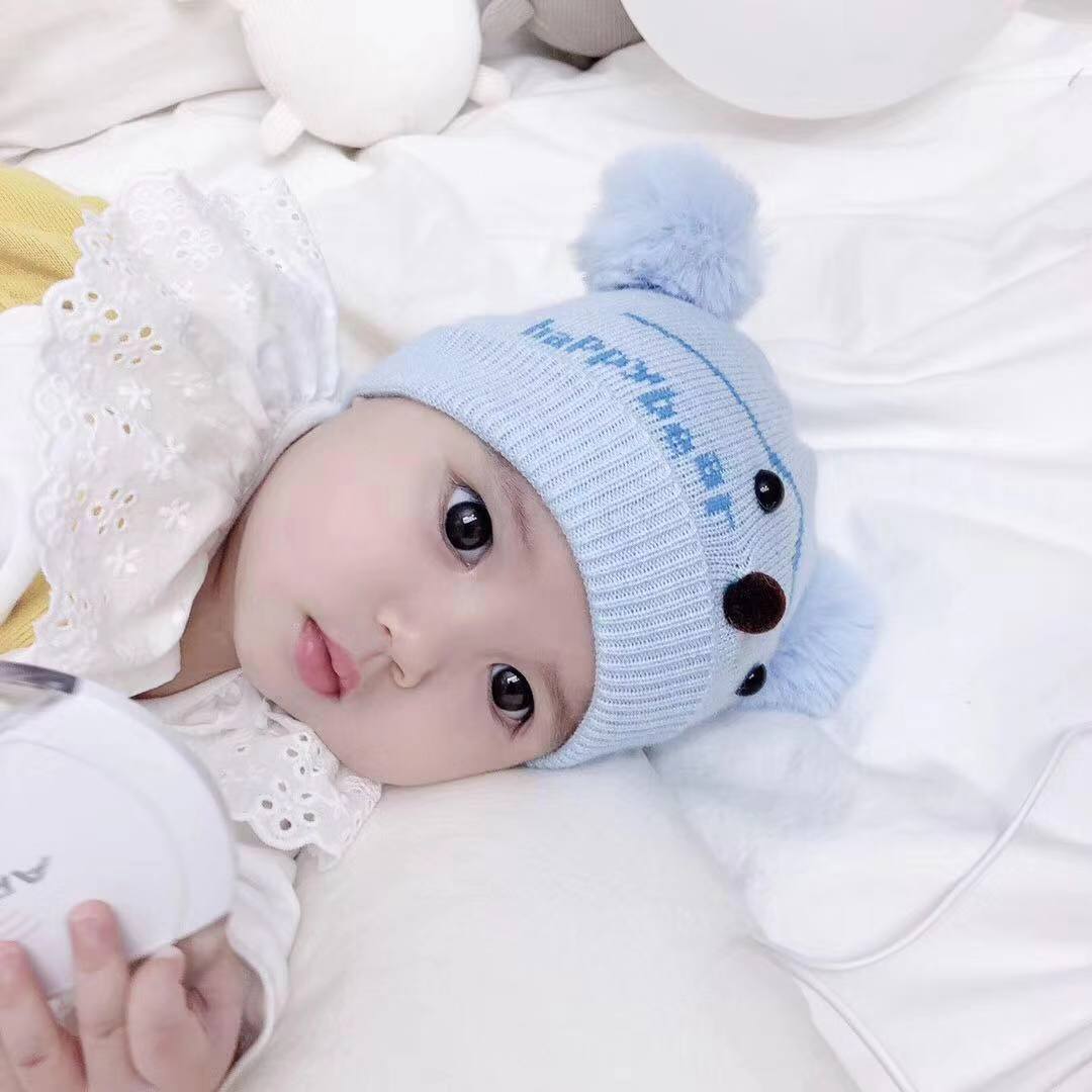 Shaliva Double Ball Cartoon nose and eyes baby cap Item Picture
