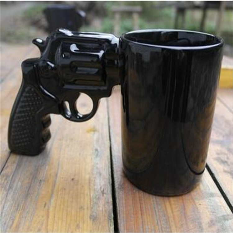 跨境爆款左轮手枪杯创意陶瓷手枪杯子 马克打靶杯 大容量手枪杯子产品图
