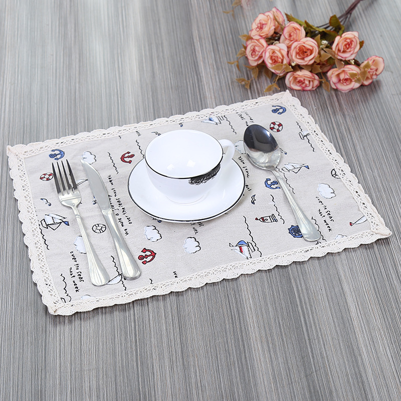 Creative cartoon cotton and linen mat table mat lace type insulation mat cloth mat insulation mat bowl mat wholesale thumbnail