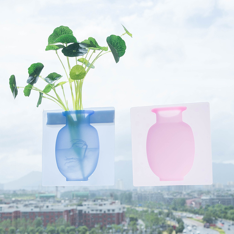 创意魔力硅胶花瓶 新款吸盘壁挂软花瓶 卫生间墙壁花瓶冰箱贴花瓶产品图
