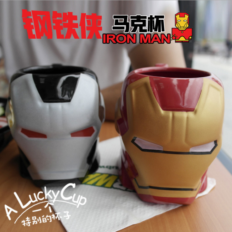 钢铁侠马克杯 Iron Man陶瓷马克杯 钢铁侠造型陶瓷杯 创意马克杯