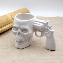 个性鬼头手枪杯 创意骷髅头造型手枪马克陶瓷杯 咖啡杯 厂家直销