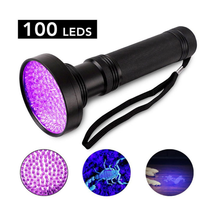 Hot style 100LED scorpion violet light torch UV lamp UV fluorescent agent detection torch