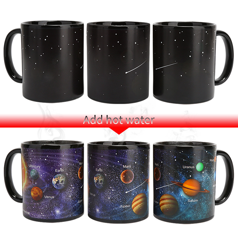 Starry Sky solar System color-changing cup, temperature-sensitive color-changing cup, creative gift, Ceramic color-changing mug gift customization