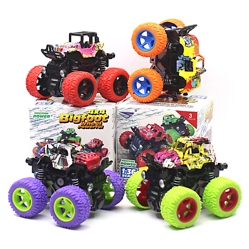 四驱越野车 惯性抖音同款特技大脚车怪 翻斗旋转男孩儿童汽车玩具