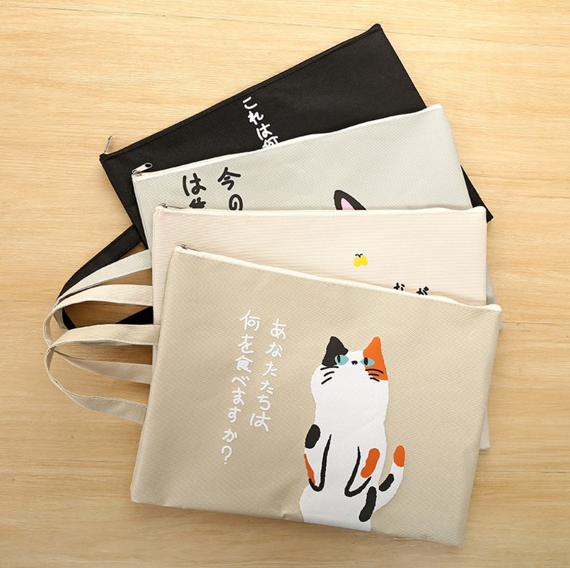 Cute cat carrying A4 zipper bag Carrying Oxford cloth a4 file bag thumbnail