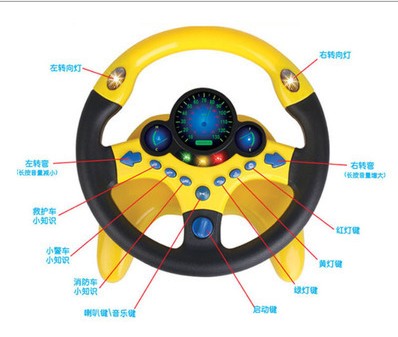 方向盘早教益智发声玩具 副驾驶模拟方向盘 儿童仿真小方向盘白底实物图
