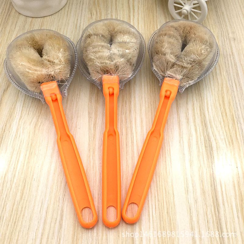 厨房清洁不粘油洗锅刷 麻纤维塑料长柄锅刷 2元店货源日用百货产品图