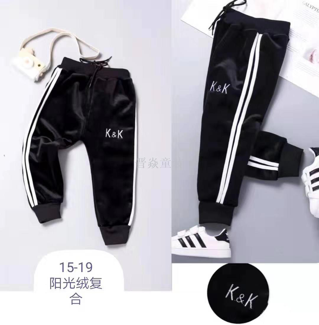 童装2019新款加绒阳光绒复合裤秋冬1-5岁男女童通穿保暖弹力棉裤产品图