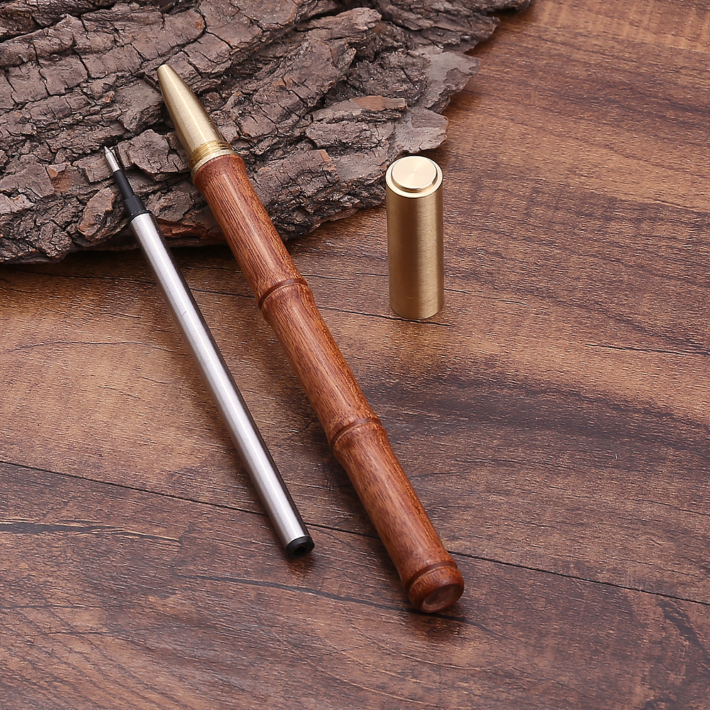Customized bamboo-joint brass signature pen company LOGO retro wooden pen Business enterprise annual meeting gift rosewood pen Item Picture