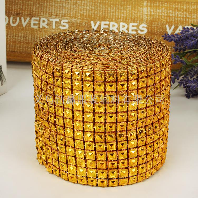 12 lines of double pyramid plastic rhinestone line rhinestone plating gold mesh rhinestone accessories clothing accessories thumbnail