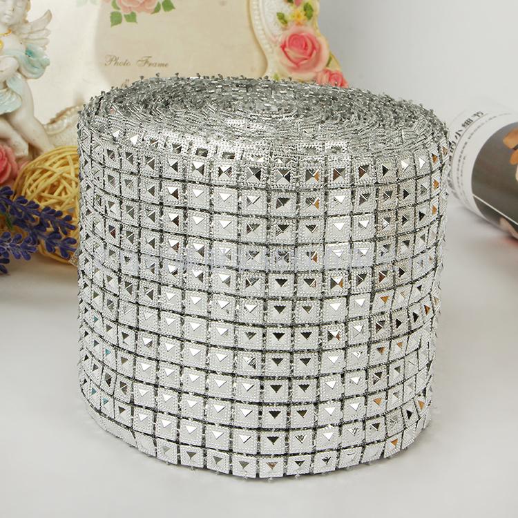 12 line double pyramid plastic line rhinestone row rhinestone, electroplated silver mesh rhinestone, accessories clothing accessories thumbnail