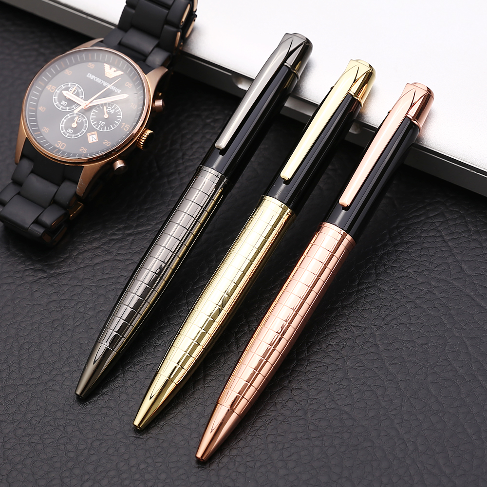 Exquisite metal rotating ballpoint pen, business meeting rose gold gift pen, writing tool, fashionable pen