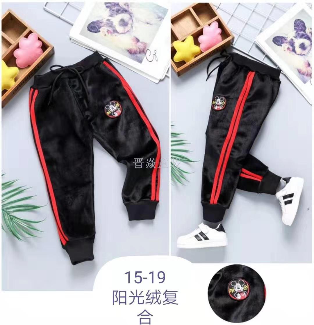 童装2019新款加绒阳光绒复合裤秋冬1-5岁男女童通穿保暖弹力棉裤