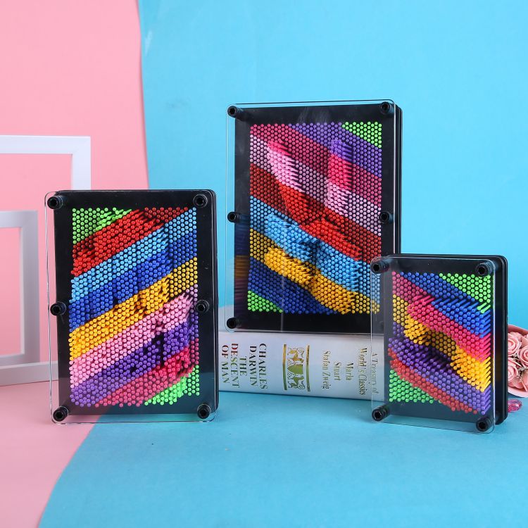 彩虹塑料方形手印3D克隆手模百变pinart 立体针雕画儿童益智玩具