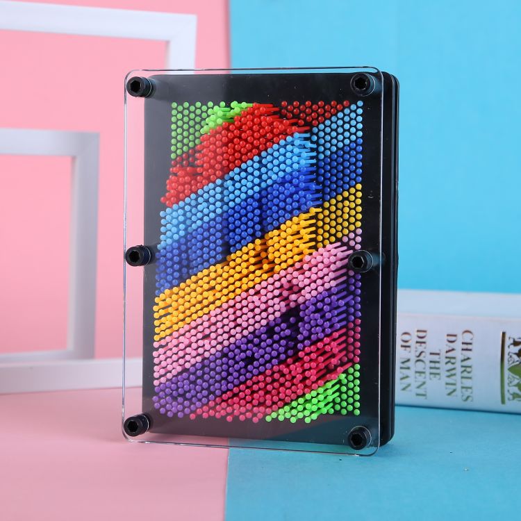 Rainbow plastic square handprint 3D clone hand model Versatile pinart three-dimensional needle engraving children's educational toy details Picture
