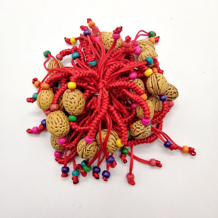 Wholesale of small gifts and promotional items, small gifts, thick red rope woven imitation peach wood small red rope bracelets, one-yuan store