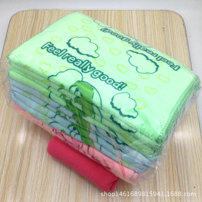 大量批发 超细纤维印花毛巾 儿童小毛巾 2元店货源 厂家直销细节图