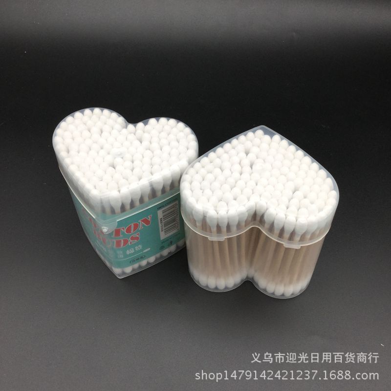 双头木棒棉签 桃心瓶装清洁棉化妆棉 2元店地摊日用百货批发