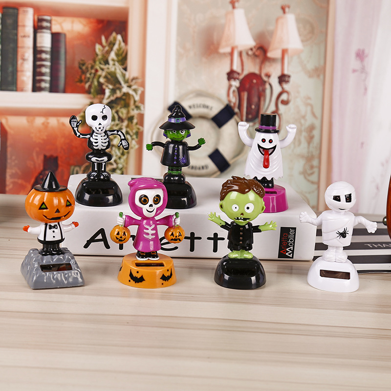 万圣节礼品太阳能创意摇摆公仔 摇头汽车摆件卡通儿童节礼物产品图