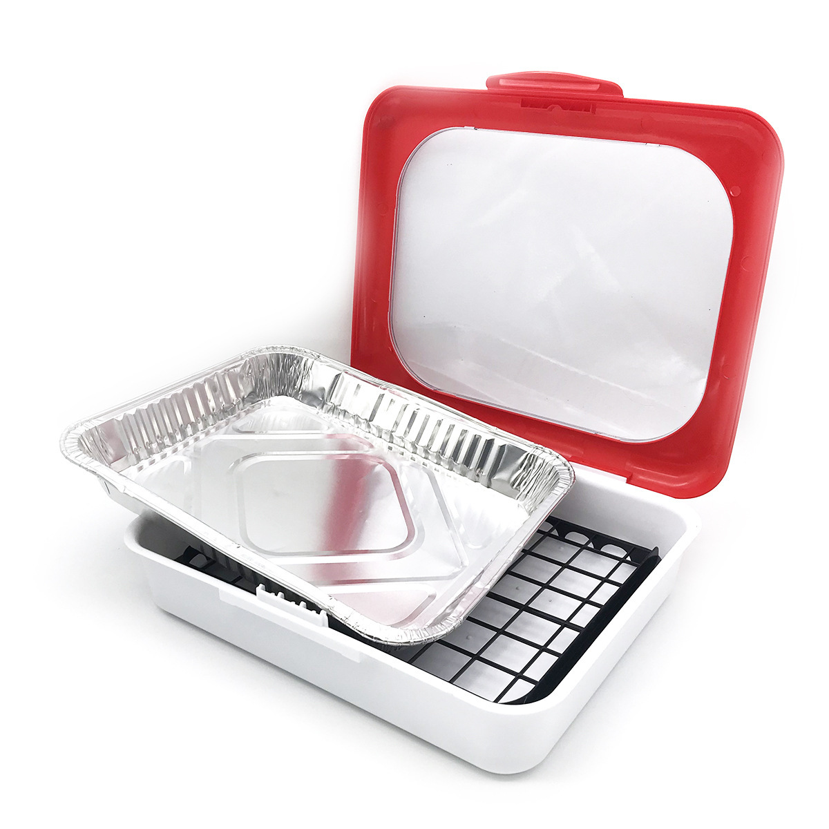 2 in 1 foil Fancy panz tray Picnic tin foil fresh-keeping box insulated fresh-keeping plastic tray