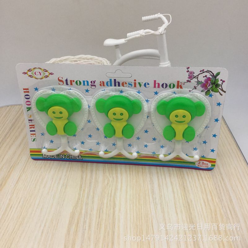 厂家批发 2元店热卖贴墙粘钩 衣帽粘钩 创意卡通动物粘钩细节图