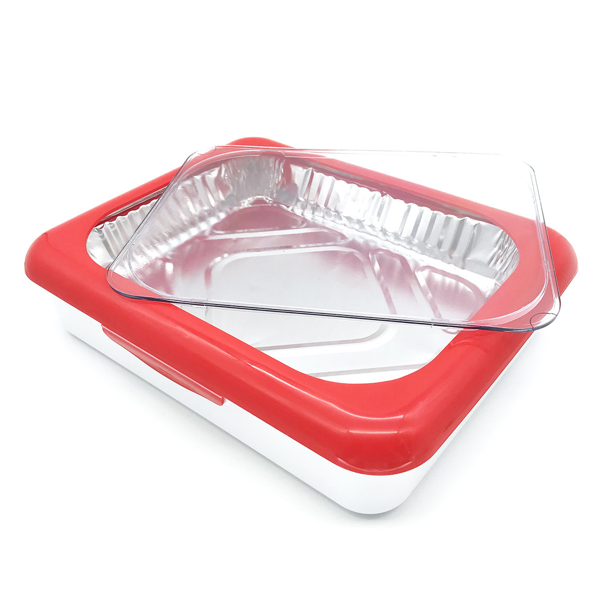 2 in 1 foil Fancy panz tray Picnic tin foil fresh-keeping box insulated fresh-keeping plastic tray Application Scenario