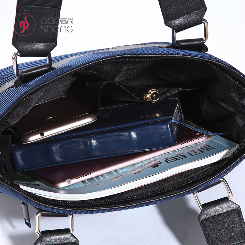 Canvas vertical three-dimensional briefcase, hand-held bag, file storage bag, dual-purpose bag for business trips and travels, Noble 9902 Specification image
