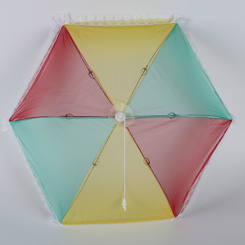 现货供应折叠式双骨饭菜罩 时尚六边形餐桌防蚊防尘食物罩批发产品图