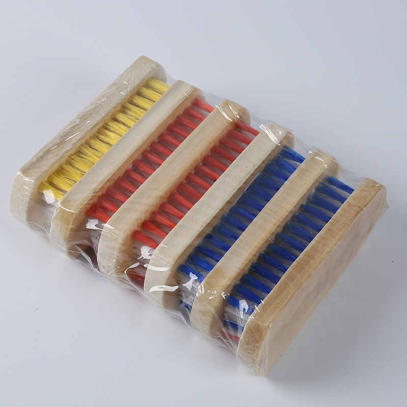 工厂价木柄圆头木刷家居洗衣木刷子一包6个 两元店义乌厂家直销细节图