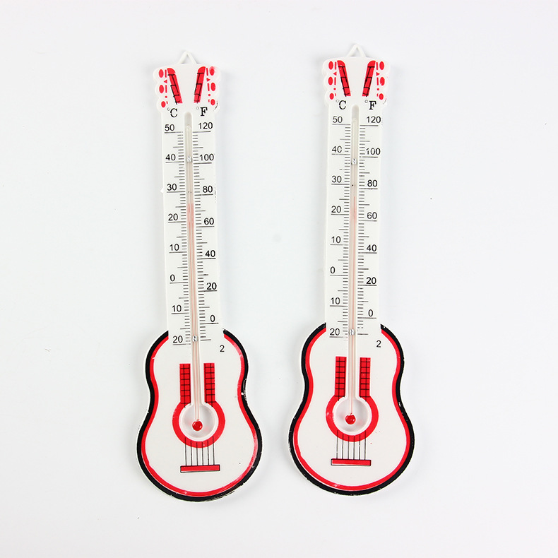 厂家直销创意小题请吉他红水温度计 华氏摄氏水银科学温度测量仪详情图2