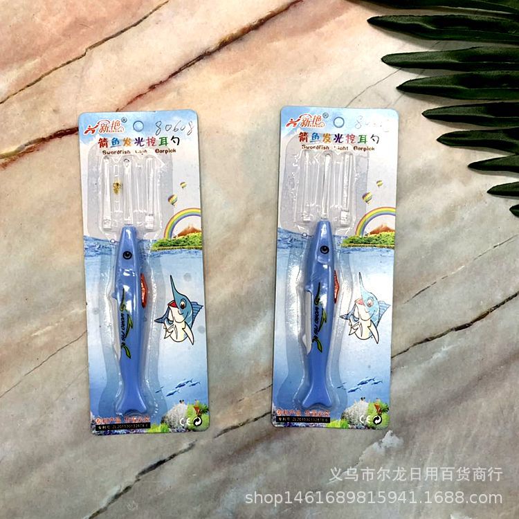 卡通动物图案可拆卸发光挖耳勺 儿童耳部清洁耳扒耳掏 两元店货源