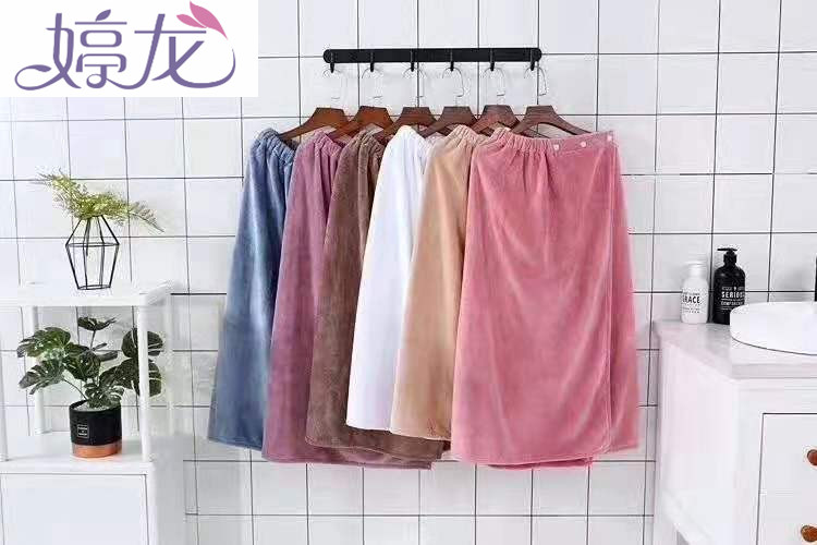 Tinglong micro fiber coral velvet bath skirt and cap series can be supplied separately by e-commerce thumbnail