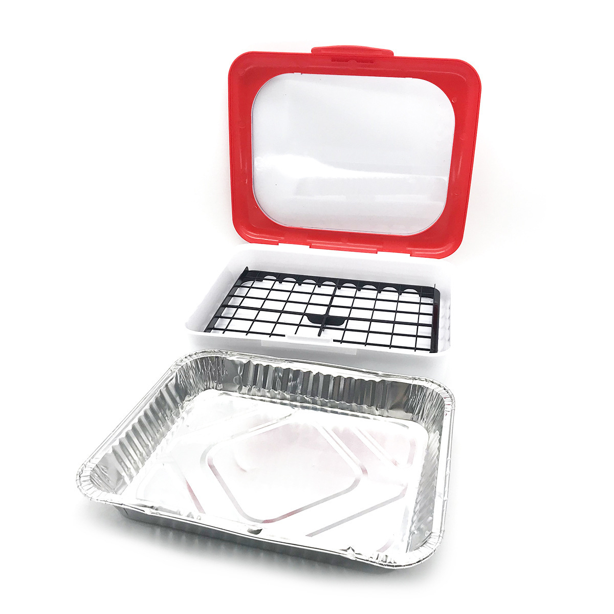 2 in 1 foil Fancy panz tray Picnic tin foil fresh-keeping box insulated fresh-keeping plastic tray Item Picture