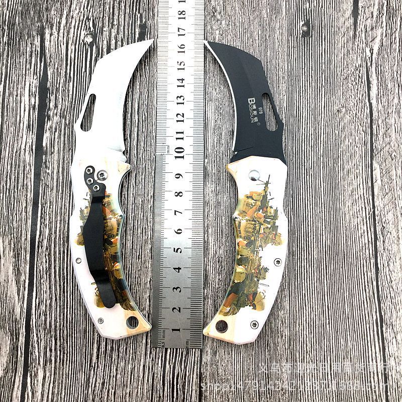 Boston stainless steel folding knife, a creative portable curved knife and fruit knife, is a bestseller in the store for over 10 yuan Specification image