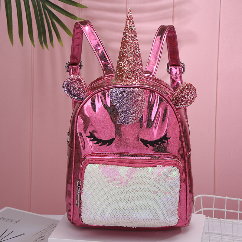 新款女包镭射美人鱼亮片双肩包 Unicorn独角兽背包 学生