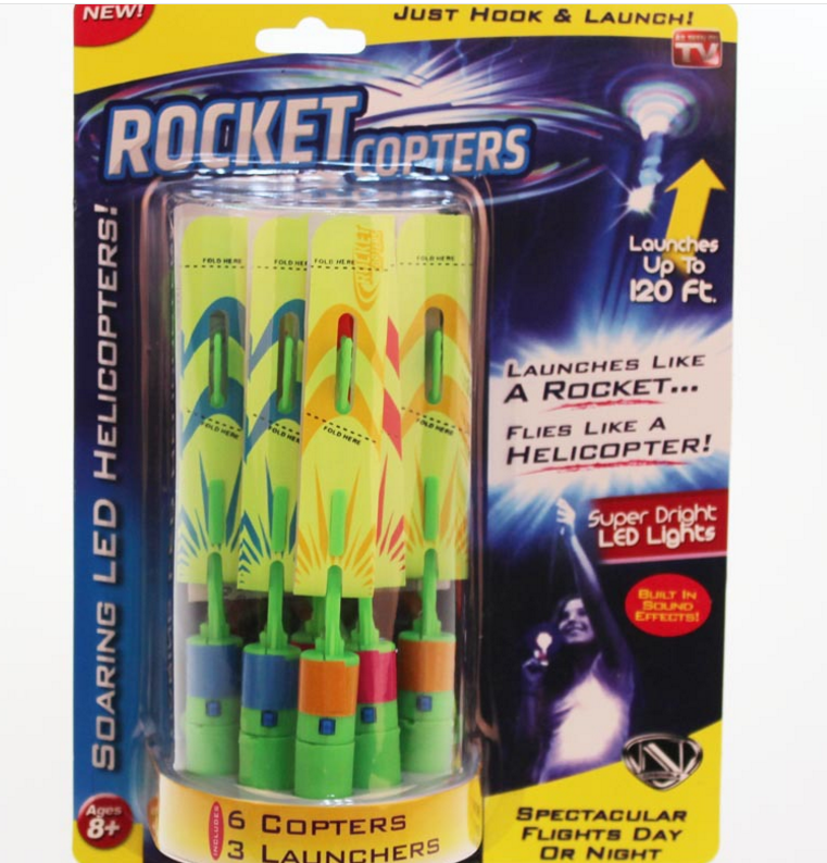 闪光迷你弹弓火箭带口哨飞天仙子rocket copters弹射火箭弹弓飞箭